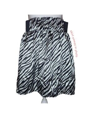 Xhilaration XXL Silver Satin Pleated Skirt Zebra Print Black Y2K Party Mini 90s